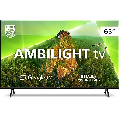 Smart Tv Philips Ambilight 65&Quot; 4k 65pug7908/79, Google Tv, Comando De Voz, Dolby Vision/Atmos, Vrr/Allm, Bluetooth